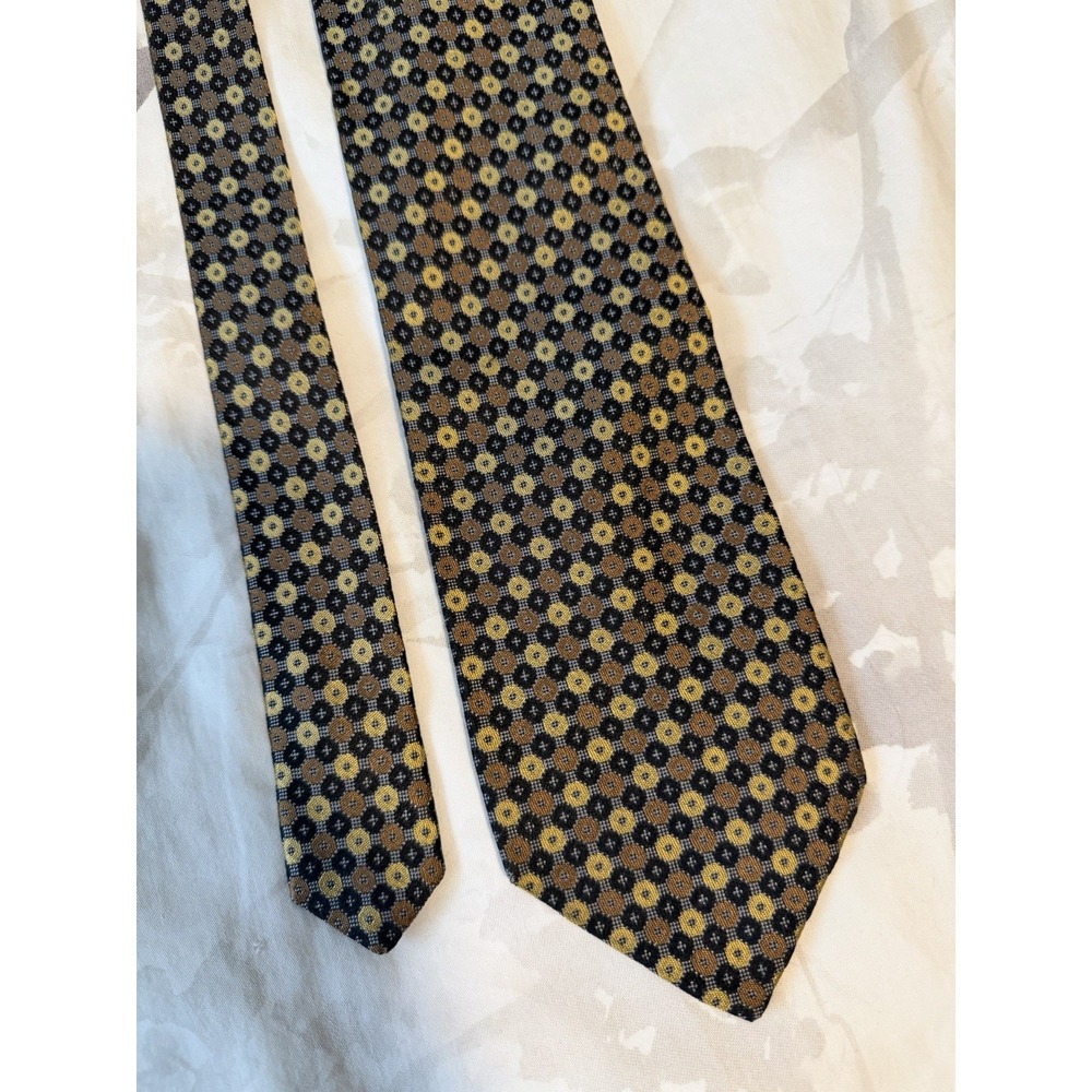 Grafton & Co	Dot Medallion Woven Geometric Italian Fabric 100% Silk Tie Necktie - Picture 2 of 7